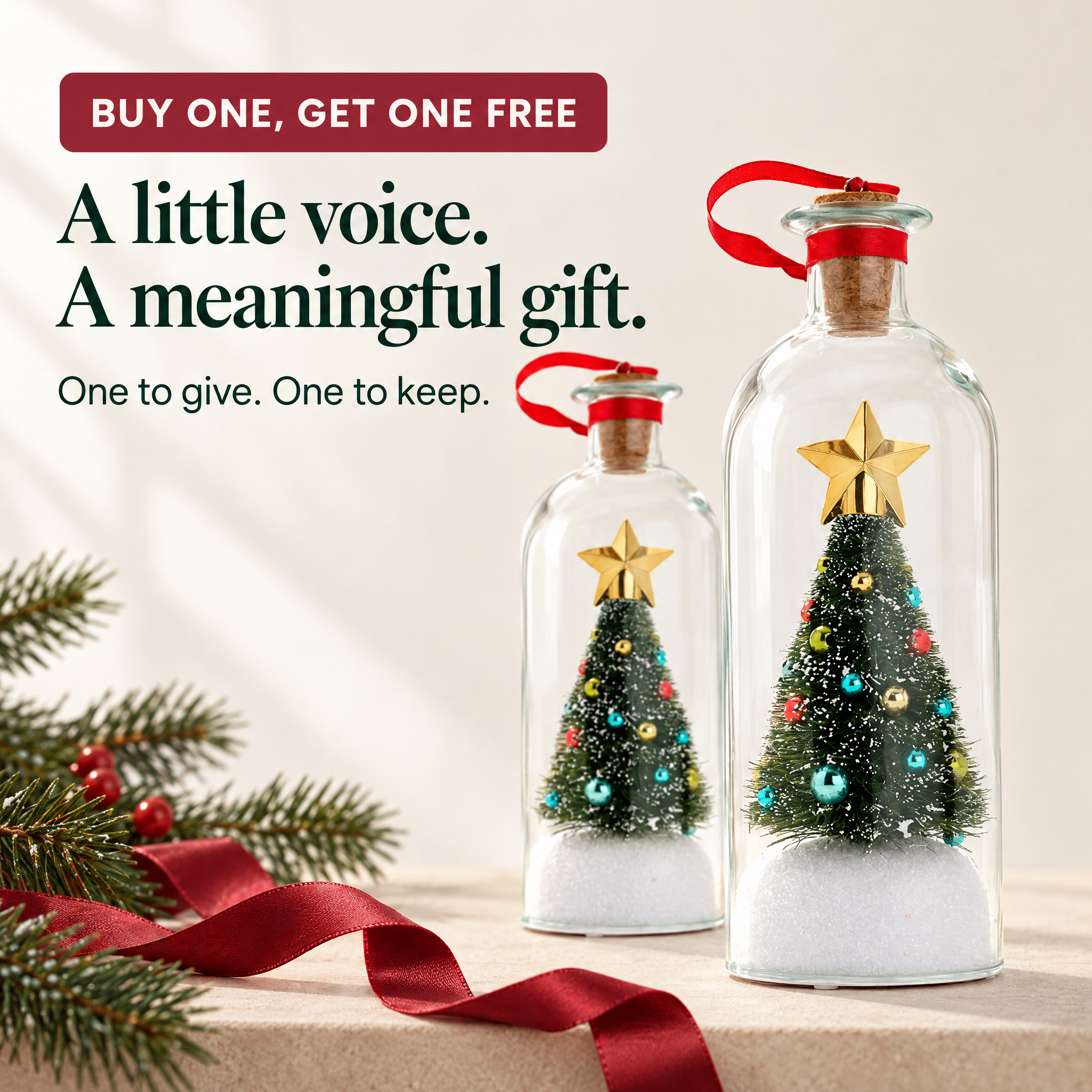 Christmas in Your Voice™ — Recordable Message in a Bottle