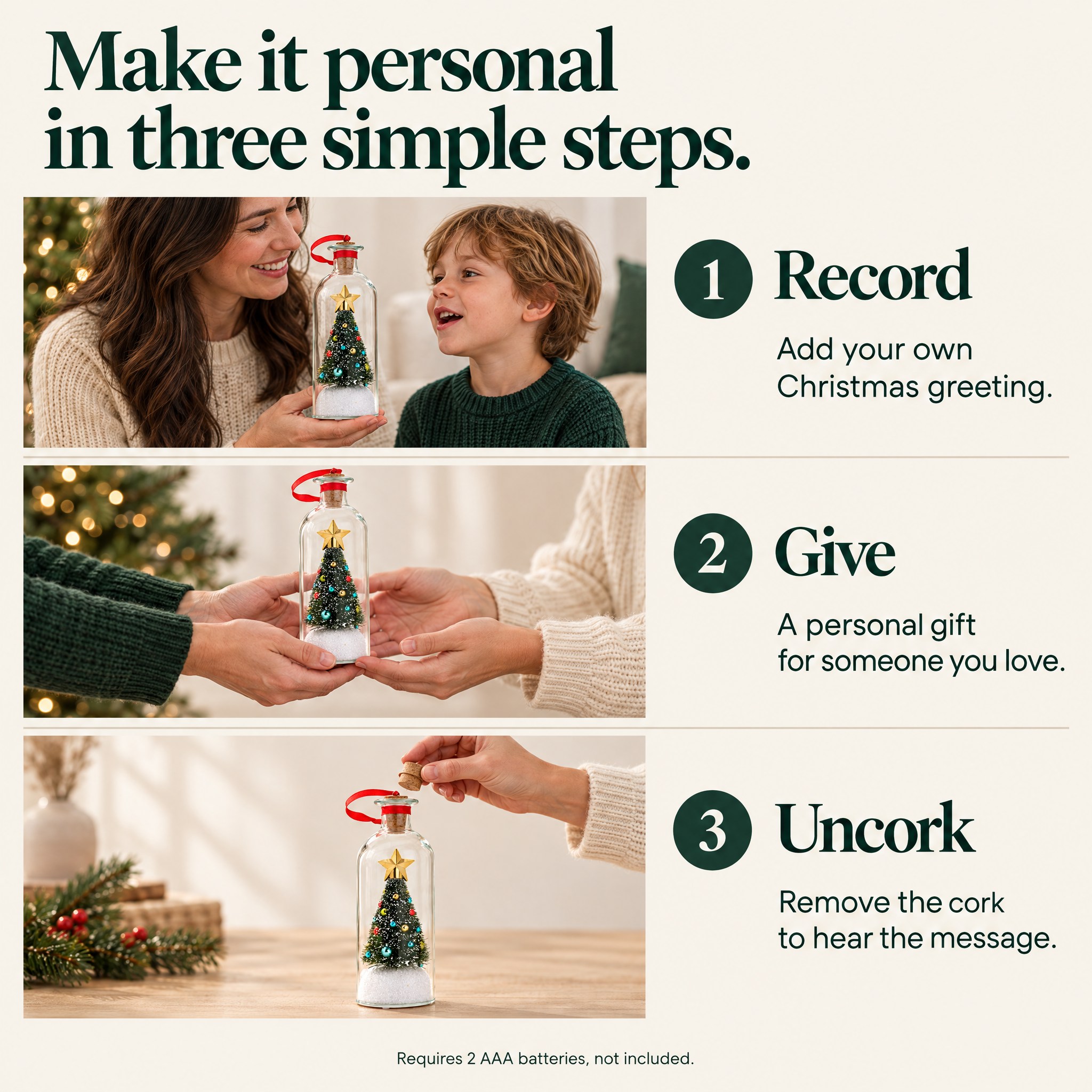 Christmas in Your Voice™ — Recordable Message in a Bottle